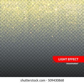 Sparkling glitter on transparent background for greeting cards. Slowly falling glitter vector illustration