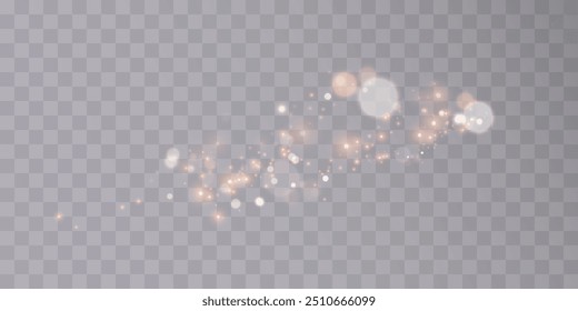 Sparkling glitter and sparkle bright bokke light with light source. Soft warm light and festive glitter effect. Christmas background, magical atmosphere effect	
