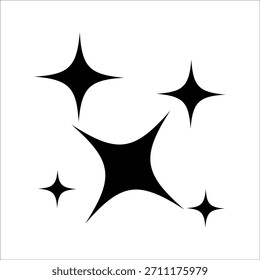 Sparkling or glitter vector. Sparkling stars are black on a white background. Sparkling star icon. Glowing icon. Star glitter doodle vector.