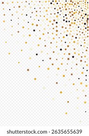 Sparkling Glow Vector Transparent Background. Gilded Decoration Rain Design. Dust Shiny Border.  Shiny Luxury Glitter Banner.