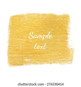 Sparkling gold acrylic stain. Vector metallic paint blob banner.