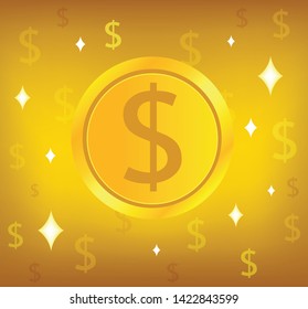 Sparkling gold coin vector background