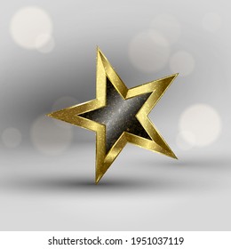 Sparkling gold glitter texture star. Christmas background decorative element. 