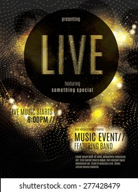 Sparkling gold live music poster template
