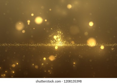 Sparkling gold particles. Golden glitter dust effect abcstract luxury background 