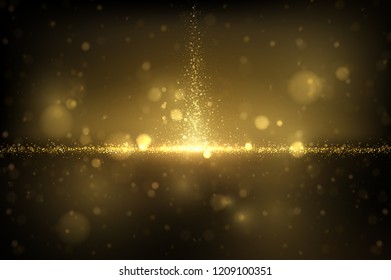 Sparkling gold particles on dark. Abstract luxury background