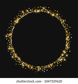 Sparkling Gold Round Shape On Black Stock Vector (royalty Free 