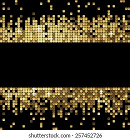 sparkling gold sequins on a black background