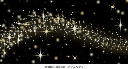 Funkelnde goldene und silberne Linien auf schwarzem Hintergrund