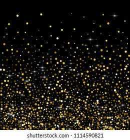 Sparkling gold. Small round shape on black background. Comely vector illustration.