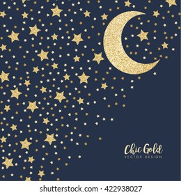 Sparkling Gold Starry Night Vector Design