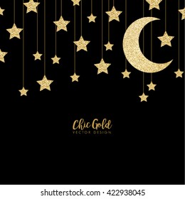 Sparkling Gold Starry Night Vector Design