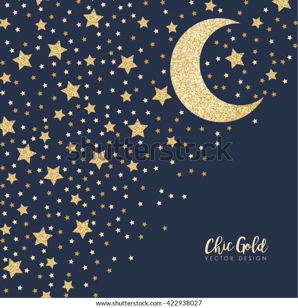 Sparkling Gold Starry Night Vector Design Stock Vector (Royalty Free ...