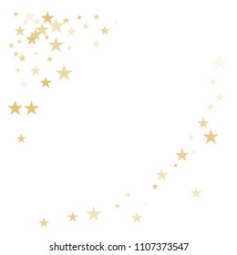 sparkling gold stars background corner, golden christmas lights confetti falling. magic shining Flying stars glitter cosmic backdrop, sparkle vector border.