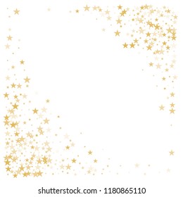 coin arrière-plan étoiles dorées scintillant, feu doré de noël, confettis tombant. étoiles Volantes scintillantes, arrière-plan cosmique scintillant, bordure vectorielle scintillante. cadre de teinte