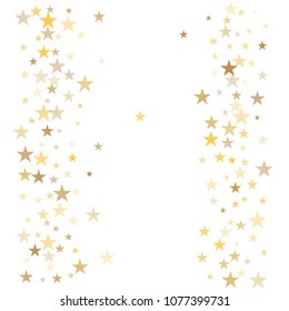 Sparkling gold stars background, golden christmas lights confetti falling.