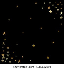 Sparkling gold stars background, golden christmas lights confetti falling.