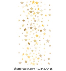 Sparkling gold stars background, golden christmas lights confetti falling.