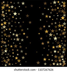 Sparkling gold stars background, golden christmas lights confetti falling.