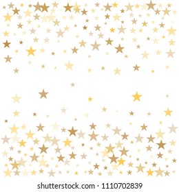 Sparkling gold stars background, golden christmas lights confetti falling.