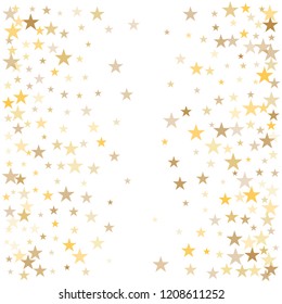 Sparkling gold stars background, golden christmas lights confetti falling.