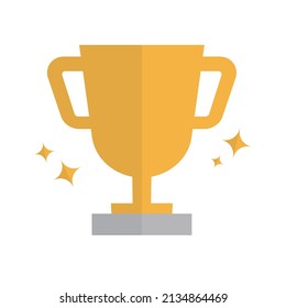 Sparkling gold trophy icon. Editable vector.