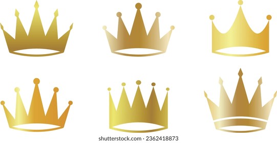 Sparkling Gold Vector Crown Icon Set