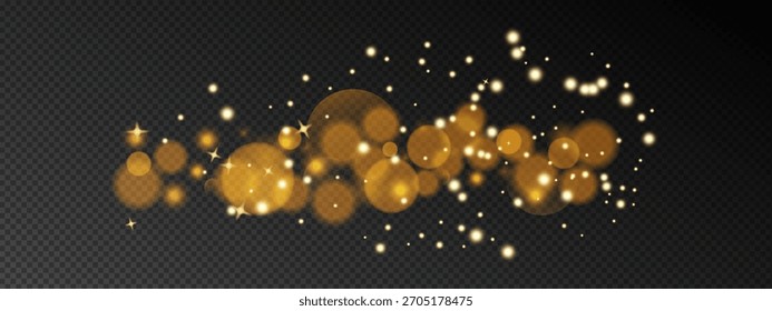 Luzes de bokeh douradas cintilantes com partículas de brilho criam uma atmosfera festiva mágica perfeita para projetos de Natal e fundos de férias de luxo com efeitos de luz cintilantes.