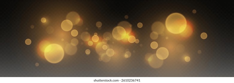 Sparkling golden bokeh, shiny particles of explosion and sparks.