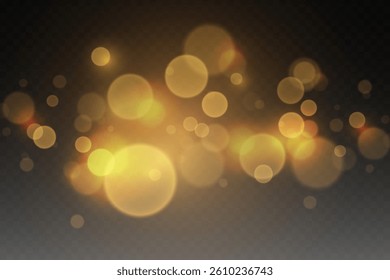 Sparkling golden bokeh, shiny particles of explosion and sparks.