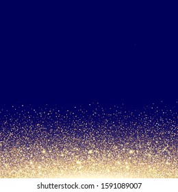 Sparkling Golden Glitter Background. Falling Shiny Confetti with Gold Shards. Shining Light Effect for Christmas or New Year Greeting Card.