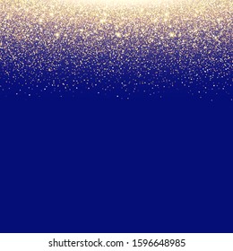 Sparkling Golden Glitter Background. Falling Shiny Confetti with Gold Shards. Shining Light Effect for Christmas or New Year Greeting Card.