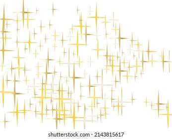 Sparkling Golden Glitter on Transparent Vector Background. Decorative gold falling magic stars on white background sparkle pattern graphic design. Christmas starlight banner backdrop.