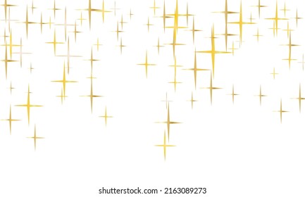 Sparkling Golden Glitter on Transparent Vector Background. Decorative gold falling magic stars on white background sparkle pattern graphic design. Christmas starlight banner backdrop.
