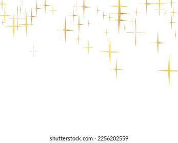 Sparkling Golden Glitter on Transparent Vector Background. Decorative gold falling magic stars on white background sparkle pattern graphic design. Christmas starlight banner backdrop.