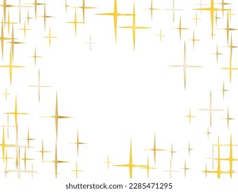 Sparkling Golden Glitter on Transparent Vector Background. Gold flying stars confetti magic christmas frame vector, premium sparkles stardust border background. Christmas starlight banner backdrop.