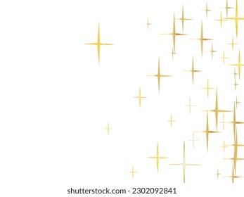 Sparkling Golden Glitter on Transparent Vector Background. Gold flying stars confetti magic christmas frame vector, premium sparkles stardust border background. Christmas starlight banner backdrop.