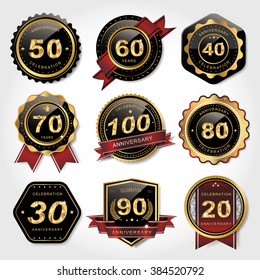 sparkling golden labels collection set for anniversary usage