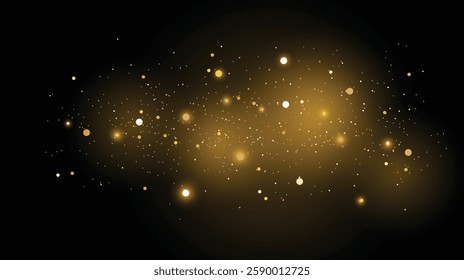 Sparkling golden light background. Shiny particle element design. Vector illustration