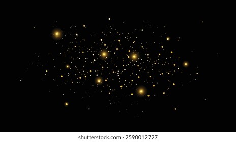 Sparkling golden light background. Shiny particle element design. Vector illustration