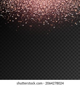 Esparcen partículas de polvo mágicas doradas sobre fondo transparente, brillo, luces brillantes, chispas de polvo amarillo y brillo estrella con luz especial, efecto de luz brillante de Navidad, ilustración vectorial.