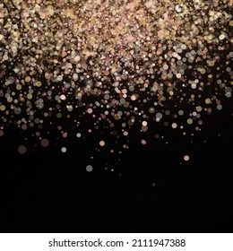 Sparkling golden magic dust particles on transparent background, sparkle, shine lights, yellow dust sparks and star shine with special light, Christmas sparkl light effect, vector illustration.