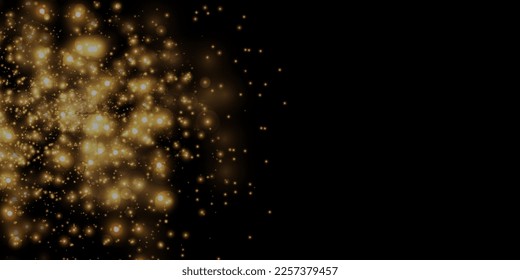 Sparkling golden magic dust particles bokeh light.