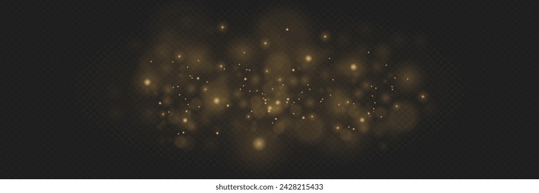 Sparkling golden magic dust particles. Confetti and glitter stars.