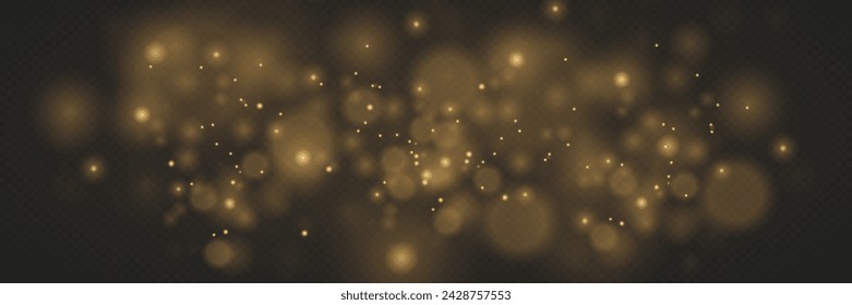 Sparkling golden magic dust particles. Confetti and glitter stars.