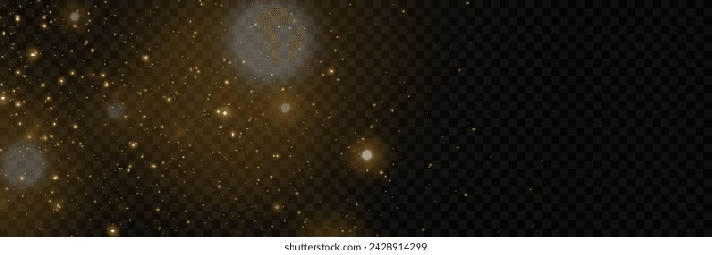 Sparkling golden magic dust particles. Confetti and glitter stars.