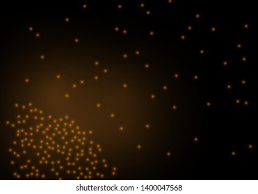 Sparkling golden magic star comet on black background. White sparks and stars glitter special light effect. Cosmic glittering wave. Christmas flash.
