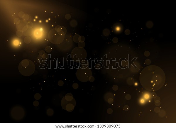 黒い背景に輝く金色の魔法星 白い火花と星は特殊なライトエフェクトを輝かせます 宇宙の輝く波 クリスマスの瞬き のベクター画像素材 ロイヤリティフリー