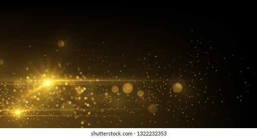 Sparkling Golden Particles Explosion On Dark Stock Vector (Royalty Free ...