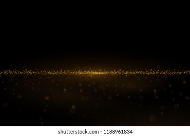 Sparkling golden particles on black. Eps 10 shiny gold glitters abstract luxury background
